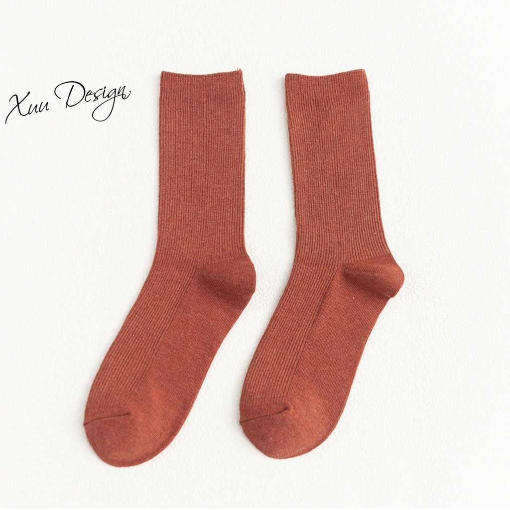 Tất cao cổ nữ Xuu Design phong cách vintage chất liệu cotton co dãn T05