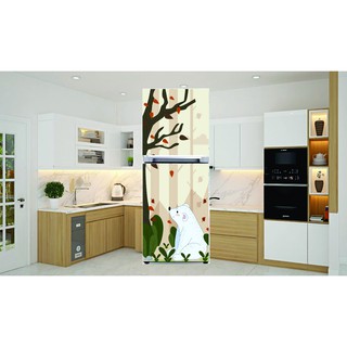 Decal dán tủ lạnh mẫu hoạt hình Chú Gấu chất liệu cao cấp không thấm nước, dễ lau chùi độ bền đẹp 2-3 năm