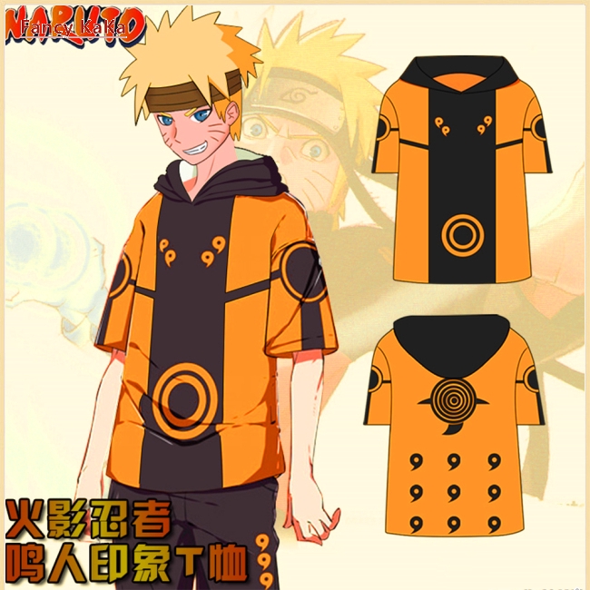 Áo hoodie tay ngắn in hình Naruto 3D cho nam & nữ