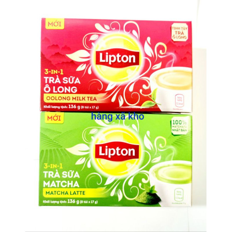 trà sữa  lipton matcha/olong 136gr hộp có 8 gói.