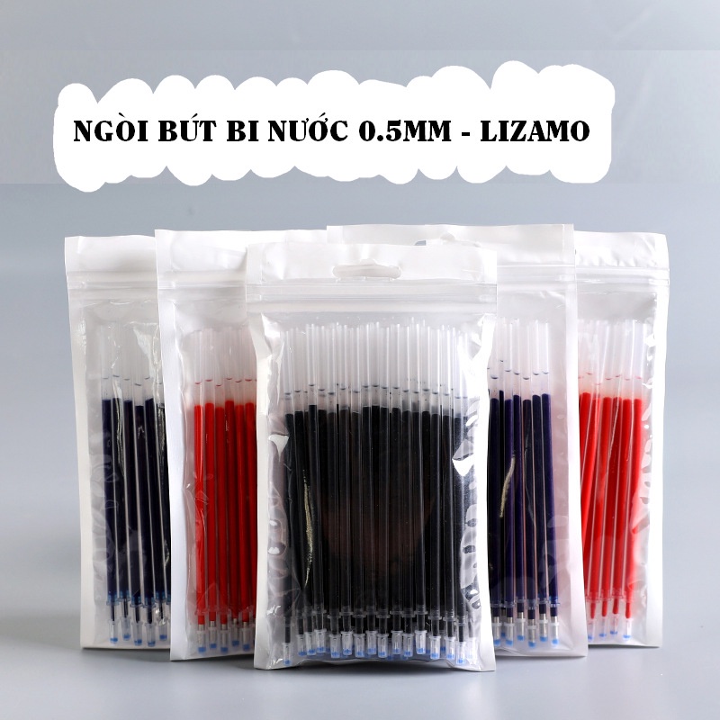 Combo 50 ngòi ruột bút bi nước thay thế đầu 0.5mm với 3 màu cơ bản LIZAMO NB35