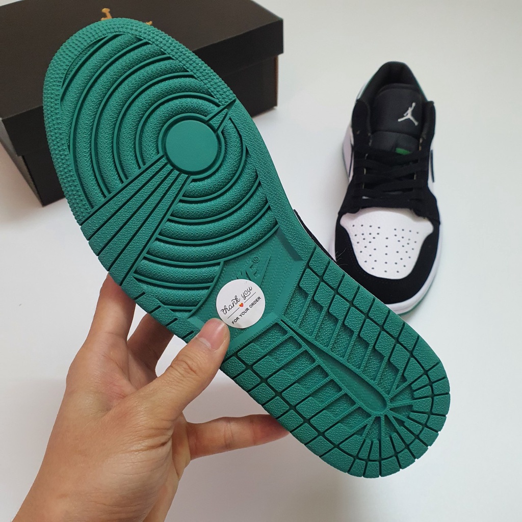 Giày Jordan 1 Low Xanh Đen White Black Mystic Green Fullbox , Giày thể thao jordan 1 cổ thấp xanh đen green da nhăn.