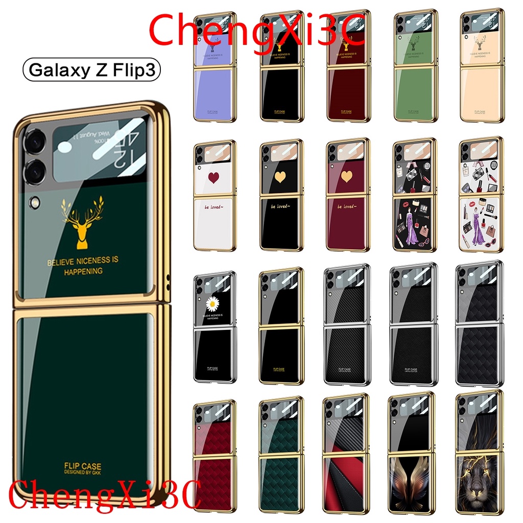 Ốp lưng điện thoại Galaxy Z Flip 3 tích hợp phim vỏ Ốp Điện Thoại Kính Cường Lực Đầy Màu Sắc Cho Galaxy Z Flip 3