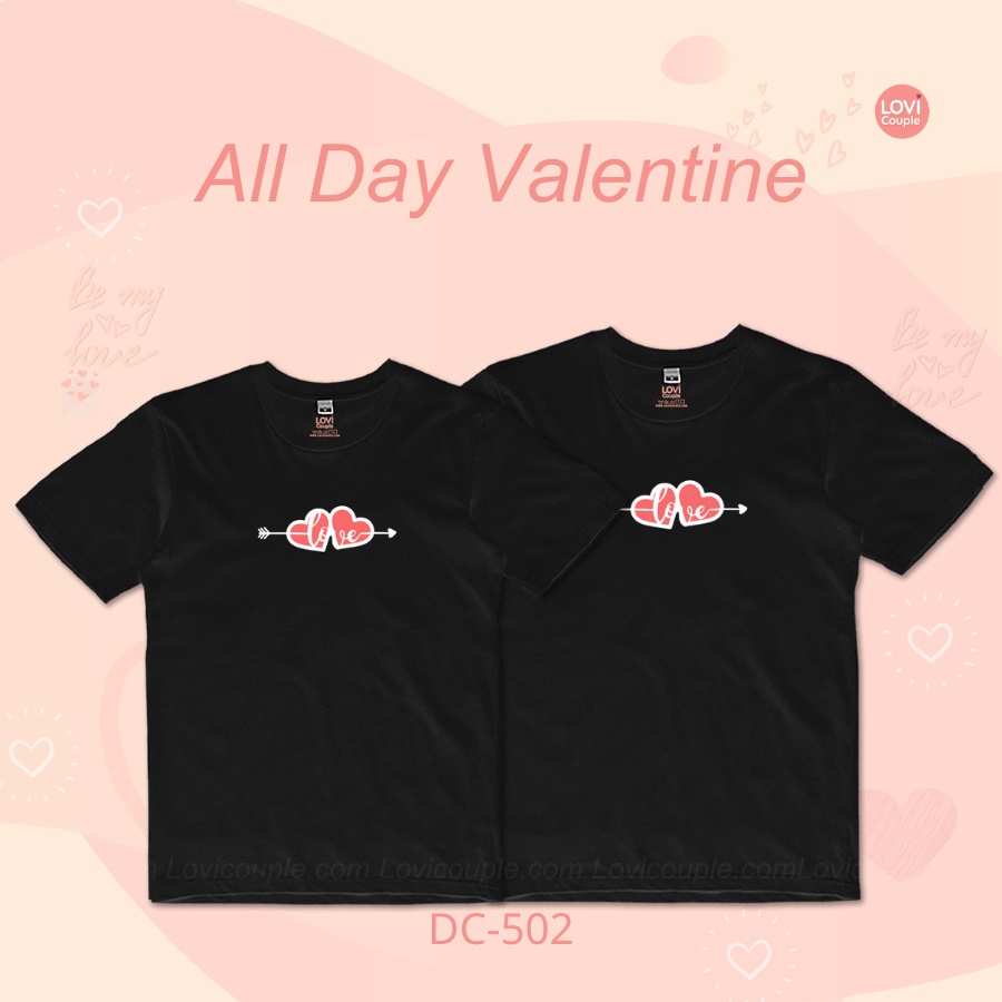 [Dòng Cao Cấp] Áo Thun Cặp Đen Douple Hearts DC502