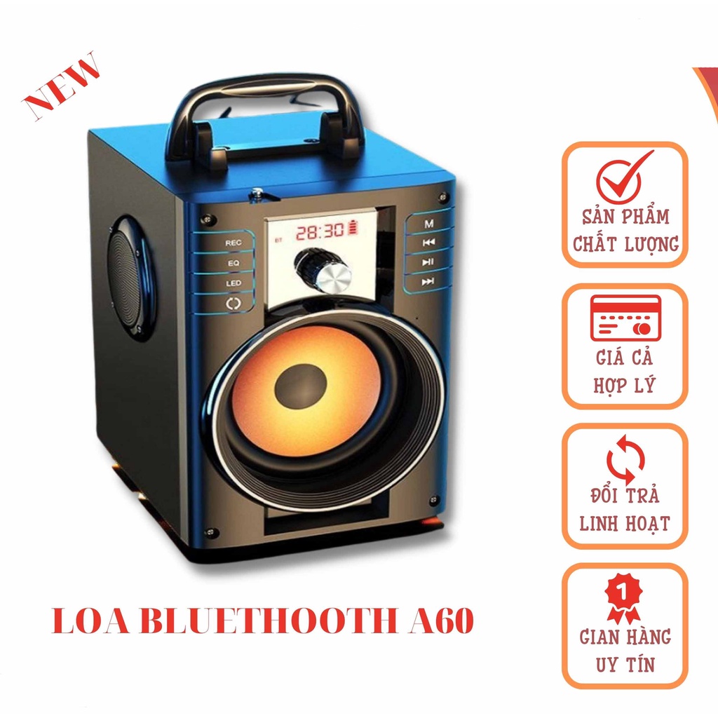 Loa Bluetooth A60, Loa Di Động Hát Karaoke Độ Bền Cao , Kiểu Dáng Sang Trọng , Chất Lượng Âm Thanh Cực Tốt