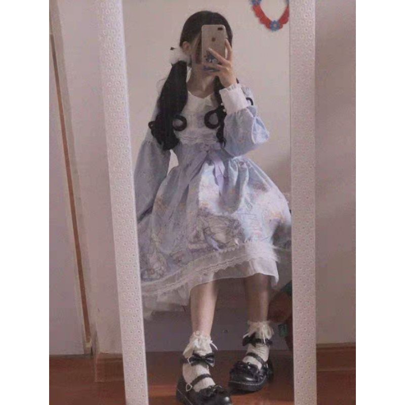 ĐẦM LOLITA CÔNG CHÚA MÀU XANH 100% ẢNH THẬT