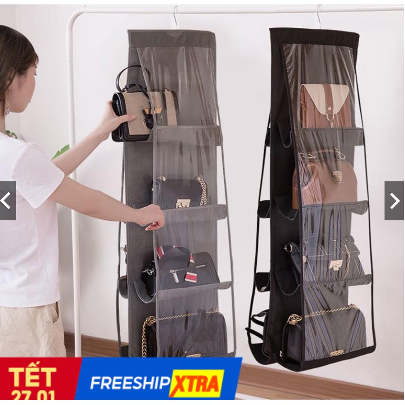 [FREESHIP] Túi treo bảo quản túi xách 6 ngăn - túi để giỏ xách chống bụi,có móc treo xoay 360 độ