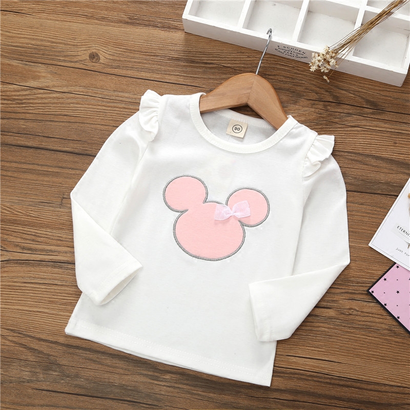 Áo Thun Tay Dài Bằng Cotton Với Họa Tiết Hoạt Hình Dùng Cho Bé Gái Từ 2 Tới 6 Tuổi