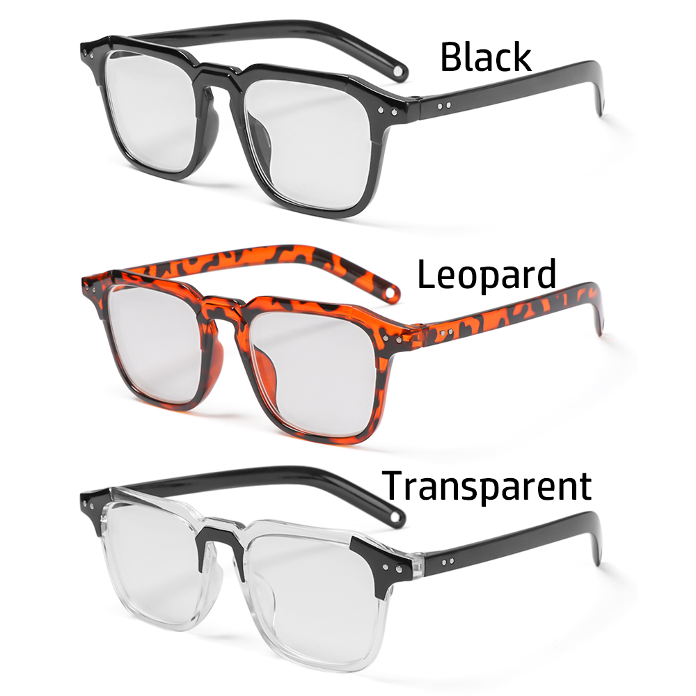 LUCKY🔆 Unisex Myopia Glasses Classic Vintage Eyeglasses Optical Eyewear Office Computer Goggles Fashion Square Frame Vision Care leopard/black/transparent