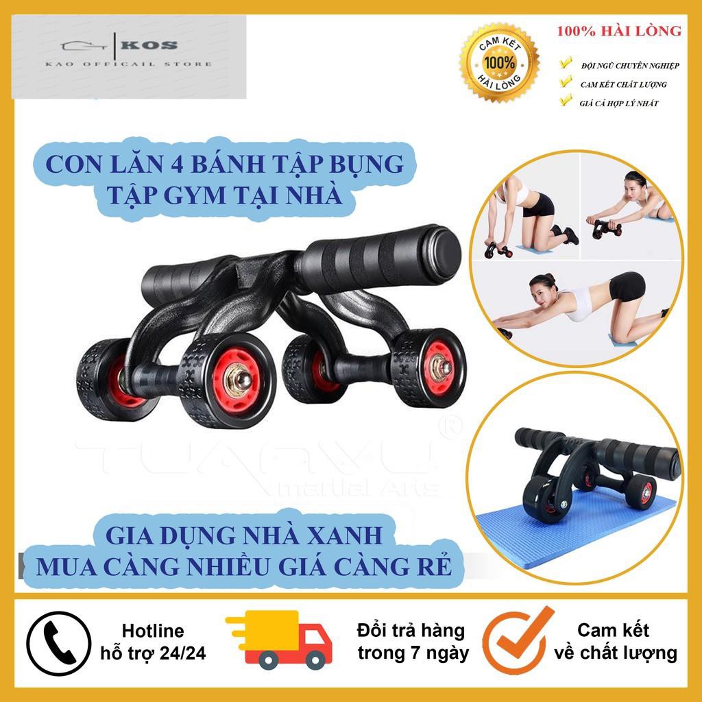 Con Lăn Tập Cơ Bụng, Con Lăn Tập Gym 4 Bánh Đa Năng Tại Nhà Nam/Nữ , Tặng Kèm Miếng Thảm