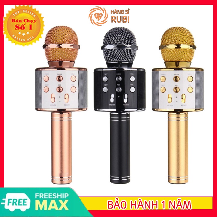Micro Karaoke Bluetooth Kèm Loa, Loa Karaoke Bluetooth Thế hệ 4.0 Kèm Loa Bluetooth 3 trong 1 Âm thanh
