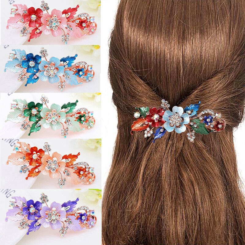 Đồ cài tóc hình hoa nhiều màu đính đá lấp lánh xinh xắn cho nữ