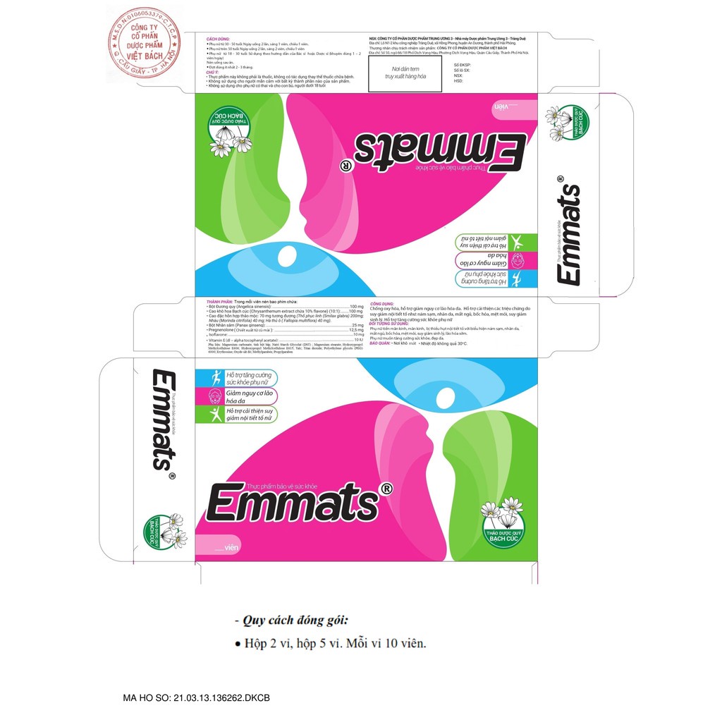 Viên uống EMMATS hộp 20 viên giúp tăng cường nội tiết tố nữ
