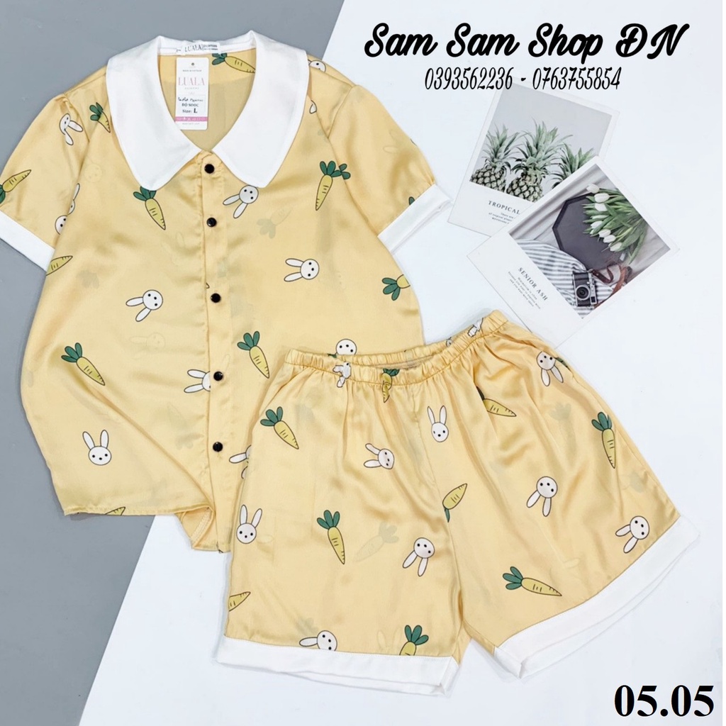 Đồ ngủ nữ, pijama lụa, bộ mặc nhà mềm mịn áo cộc quần dài size 40-65kg - Sam Sam Shop