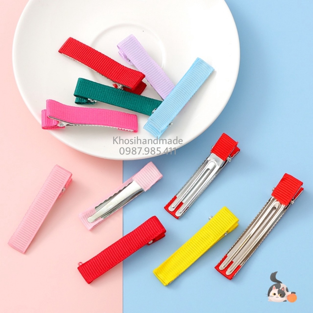 Phôi kẹp tóc cá sấu bọc vải (Gói 10 cái)