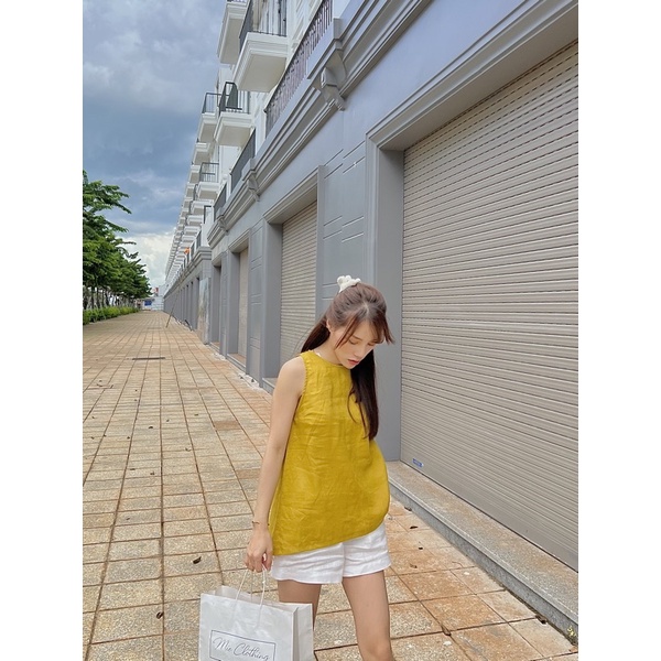 MIE MIN Áo Linen Mie sát nách cúc lưng