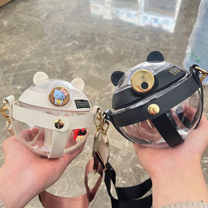 Bình Nước Bằng Nhựa Chịu Nhiệt Độ Cao Họa Tiết Mèo Dễ Thương Cho Học Sinh