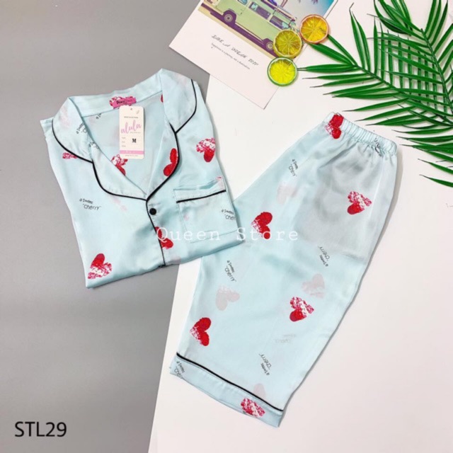 Bộ Ngủ Pijama Lụa Satin Cao Cấp Tay Ngắn Quần Lửng 🔥 🔥 Ảnh Chụp Thật , Quần Có Túi | BigBuy360 - bigbuy360.vn