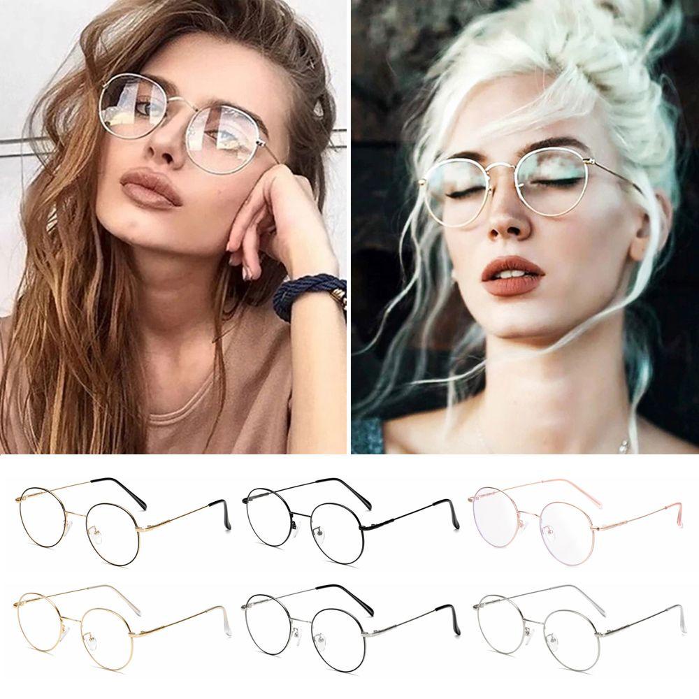 CACTU Mắt Kính Gọng Tròn Chống Ánh Sáng Xanh Chất Liệu Kim Loại