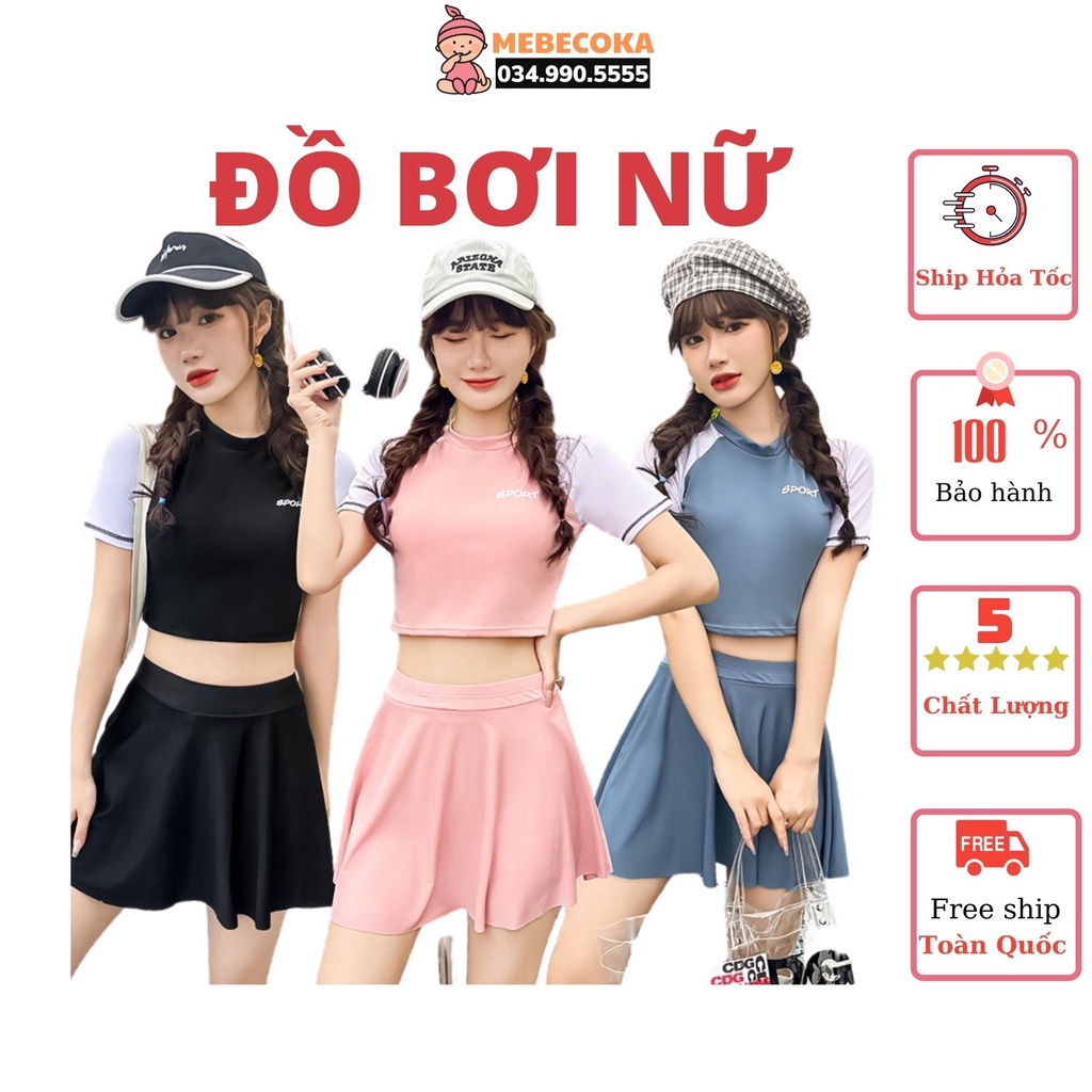 BIKINI LOẠI ĐẸP ,Bộ đồ bơi bikini hai mảnh tay lỡ, chân váy đi bơi đi biển kín đáo mã vẫn đẹp