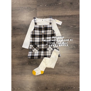 set 3 chi tiết váy yếm kẻ