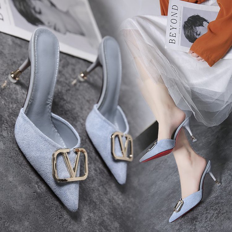 Giày Cao Gót Nữ Vải Da Lộn 2.36 Inch size 33-40