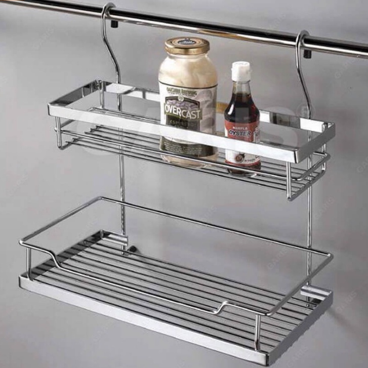 Giá Để Gia Vị 2 Tầng Garis GI04.3 - Bề Mặt Mạ Chrome 5 Lớp