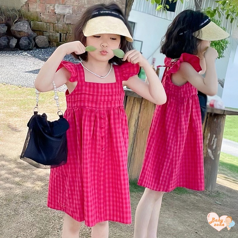 Đầm Không Tay Hở Lưng Màu Sắc Trơn Dành Cho Bé Gái 3-8 Tuổi