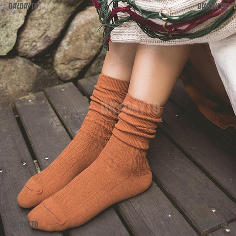 Set 5 Đôi Tất Cotton Mềm Mại Dày Dặn Giữ Ấm Mùa Đông Cho Nữ