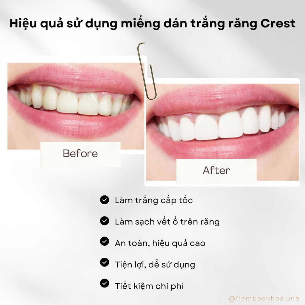 Miếng dán trắng răng Crest 3D White Professional Effects/ Glamorous/1 Hour/ Supreme Flexfit - Tiệm bách hóa Ú na