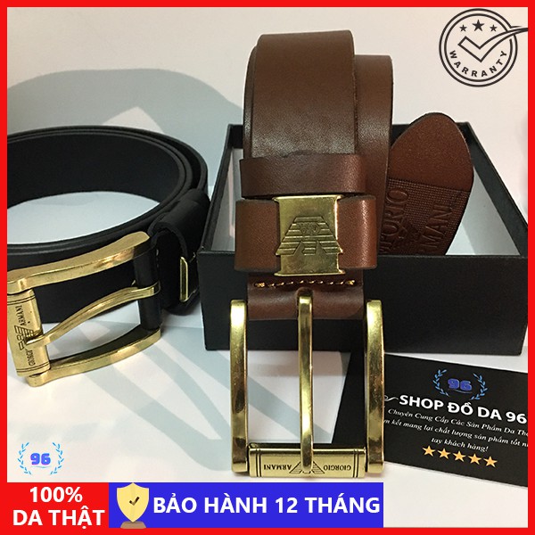 Thắt lưng nam da thật - Dây lưng nam da bò sáp - Mặt đồng đúc cao cấp - DL003