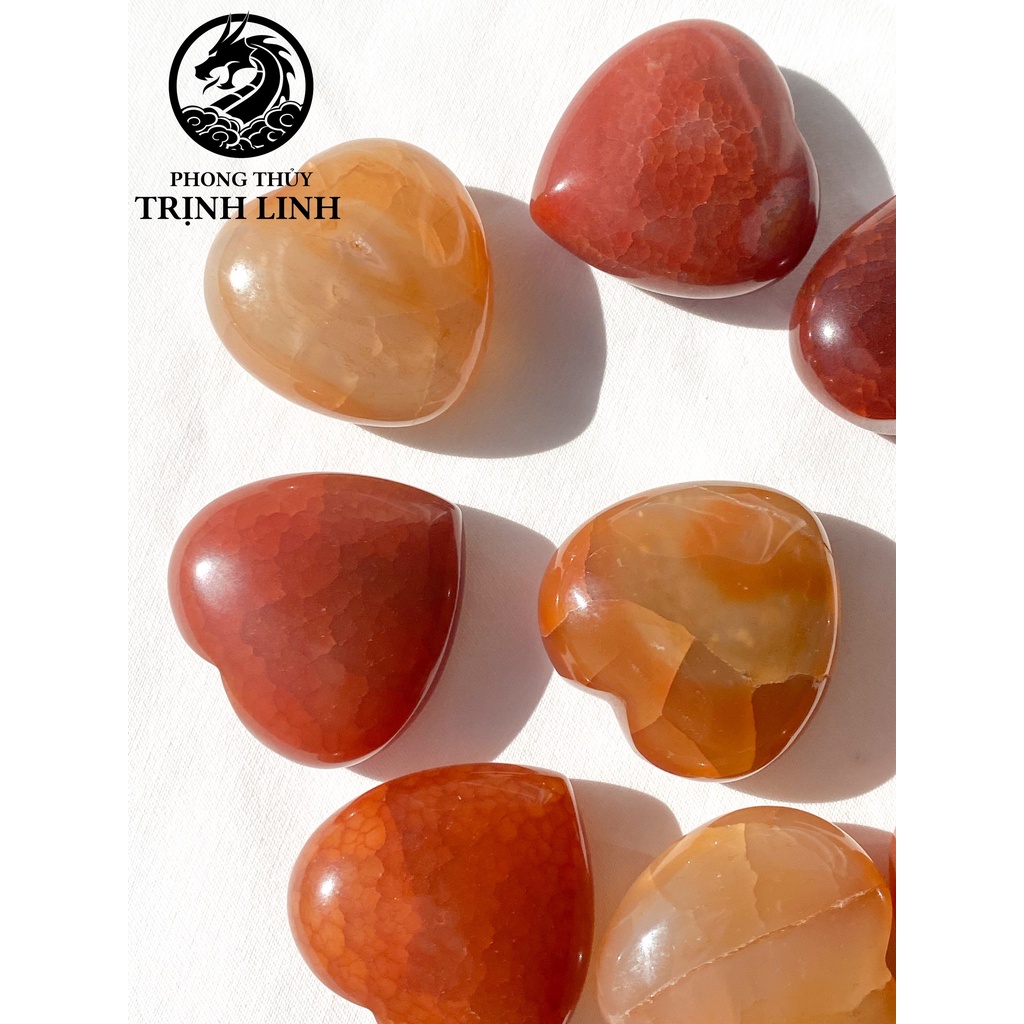 Đá hình trái tim M.não Carnelian vàng cam mang năng lượng tích cực