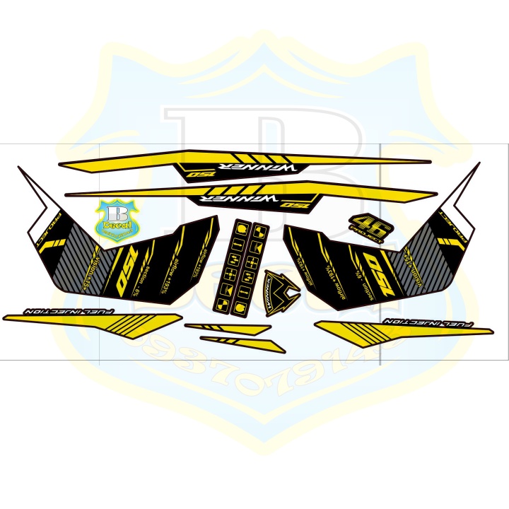 ( Quí khách vui lòng mang ra tiệm cho thợ dán ) Tem winner v1 vàng đen