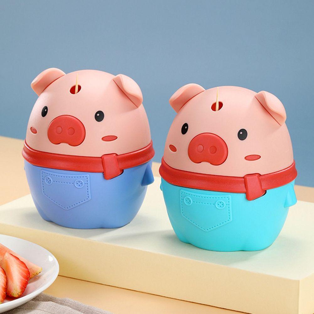 Lọ Đựng Tăm Xỉa Răng Bằng Nhựa PP Mini Hình Chú Heo Dễ Thương Đứng