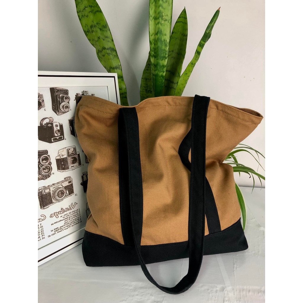 Túi tote canvas Brown Sugar,Túi tote vải canvas nữ đựng vừa laptop cỡ lớn Phong Cách Việt Nam