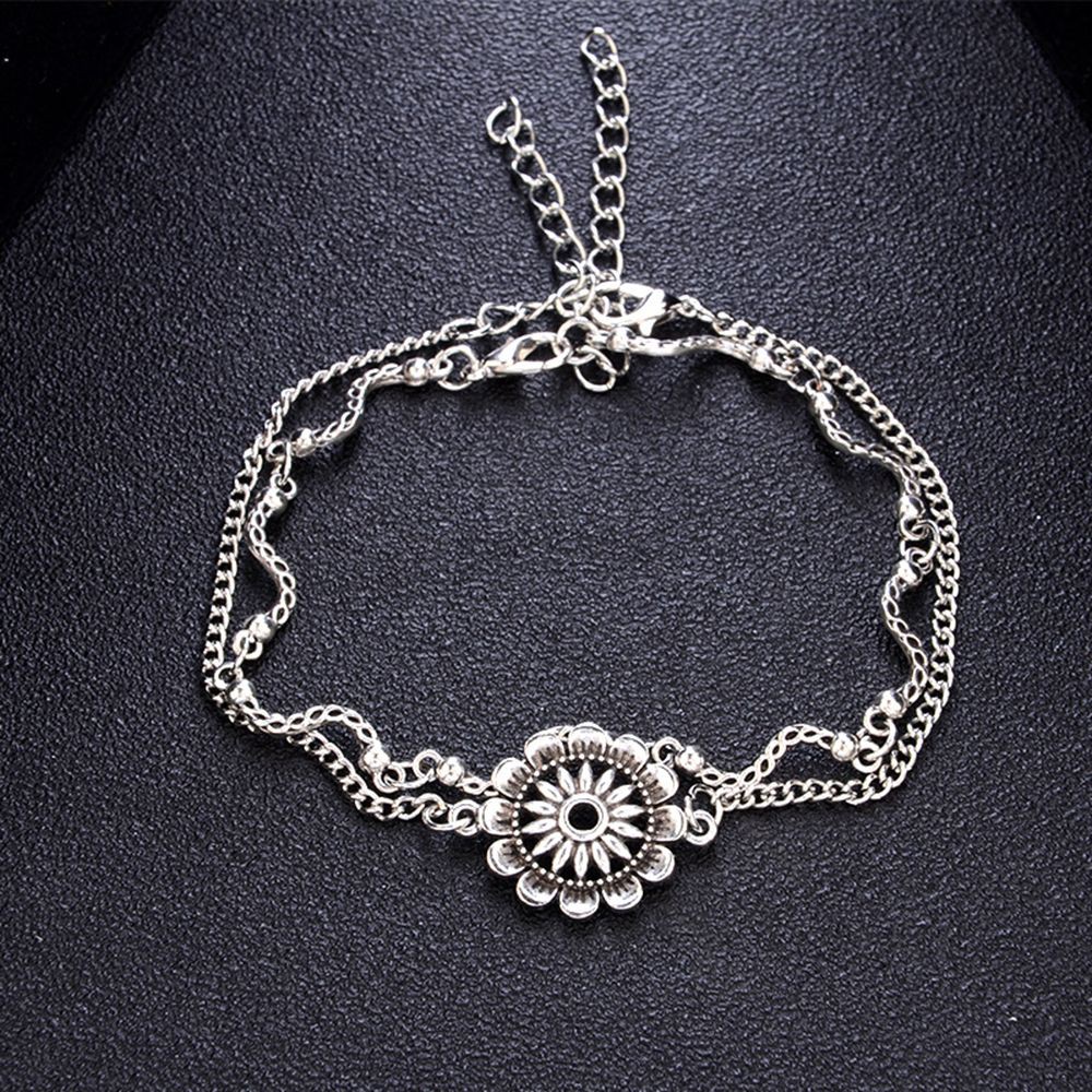 Bộ lắc chân màu bạc dạng gợn sóng thời trang | BigBuy360 - bigbuy360.vn