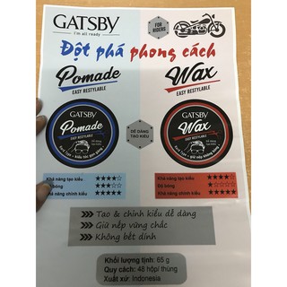 Wax Tạo Kiểu Tóc Gatsby Pomade 65g