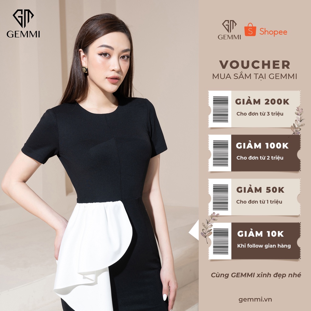 Váy đầm nữ công sở dáng ôm body thiết kế cách điệu Gemmi fashion, DK8489