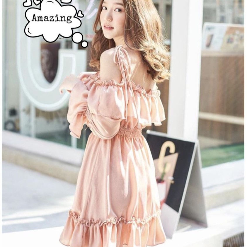 Đầm trắng trễ vai hot 2022_ Váy 2 dây maxi rớt vai tay bồng đi chơi xinh xắn nhà LioLa | BigBuy360 - bigbuy360.vn