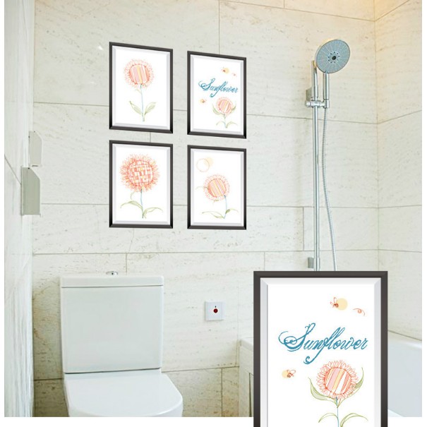 Decal trang trí tường 4 khung hoa sang trọng