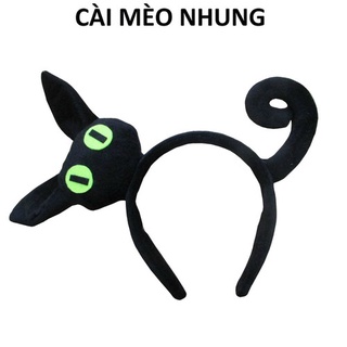 Băng đô cài tóc chú mèo nhung - Băng đô cài tóc hóa trang Halloween - Cài mèo nhung