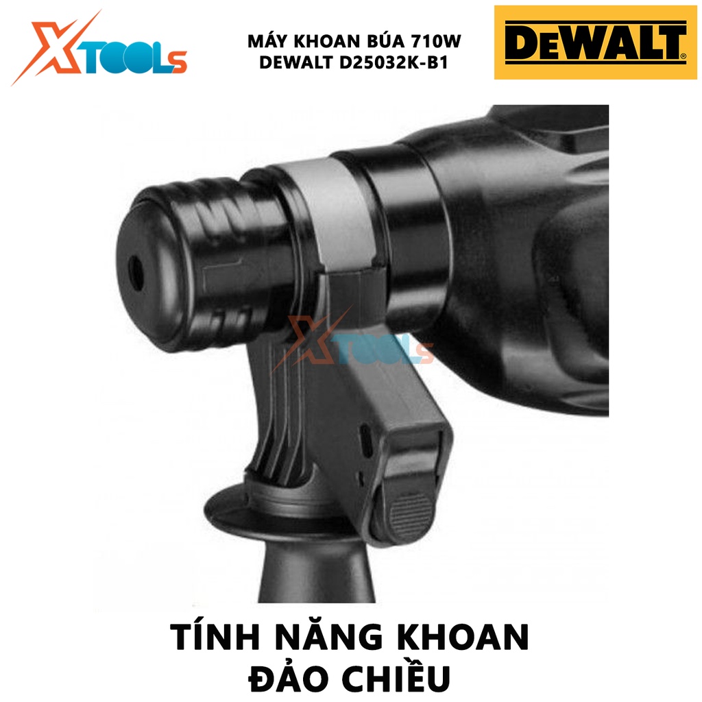 Máy khoan bê tông cầm tay DEWAKT D25032K-B1 Máy khoan búa 2 chức năng Công suất 710W, khoan sắt 13mm, khoan lỗ sâu