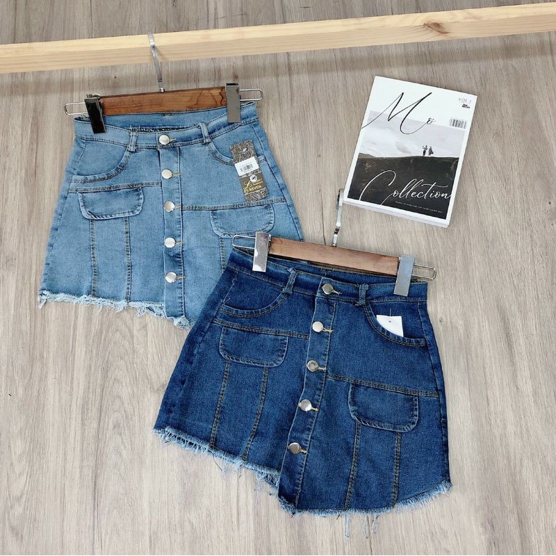 Quần jeans giả váy lệch tà xinh xắn😘