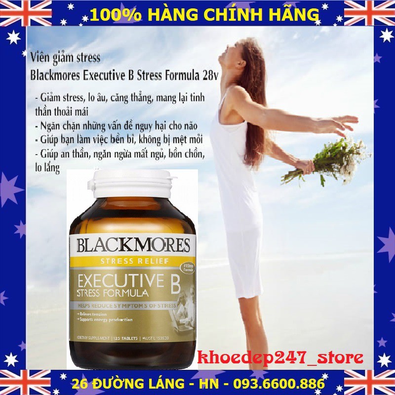 Viên giảm căng thẳng, mệt mỏi Blackmores Executive B Stress Formula 128 viên