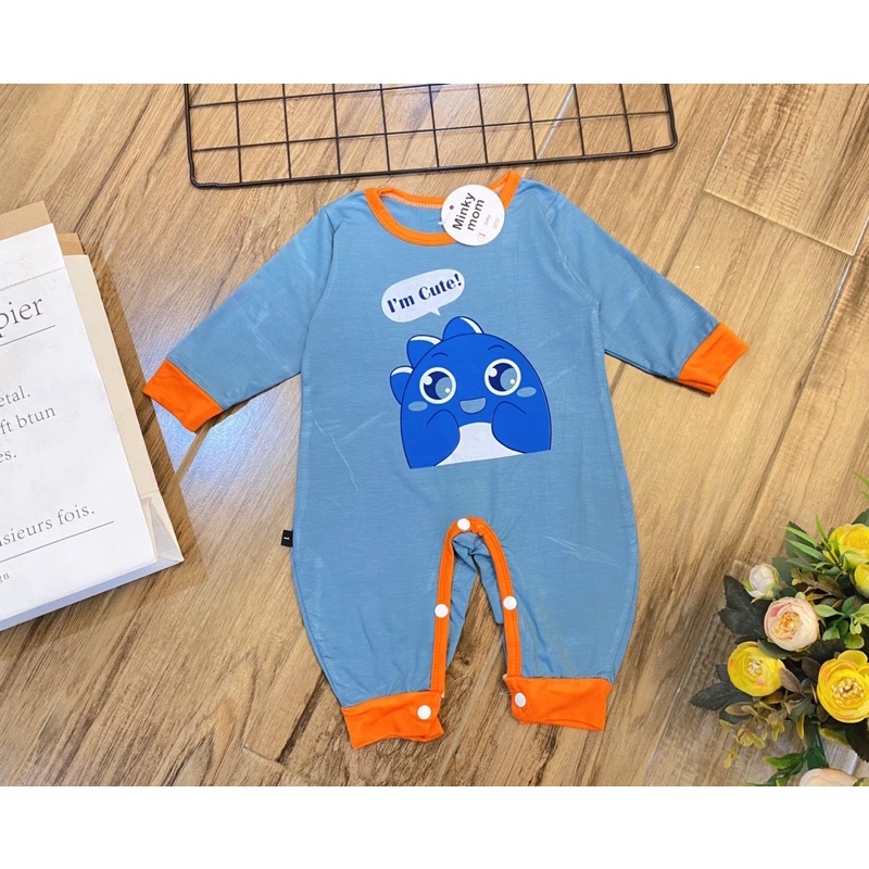 (Ms34)Bodysuit cho bé dài tay không tất chân(mặc nằm điều hòa) vải thun lạnh mỏng mát co giãn tốt cho bé trai và bé gái