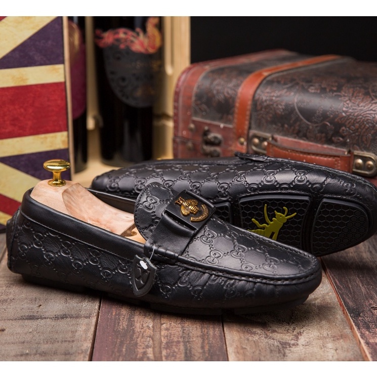 Giày mọi nam da bò -  Giày lười da nam đế bệt xả kho giá gốc- mã M017