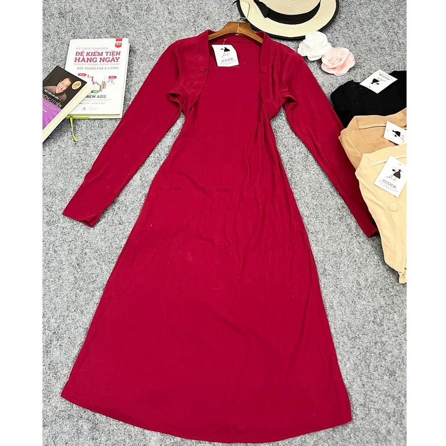 ĐẦM THUN GÂN DÁNG DÀI TAY DÀI CHẤT PORIP XỊN ĐẸP LÊN DÁNG CHUẨN