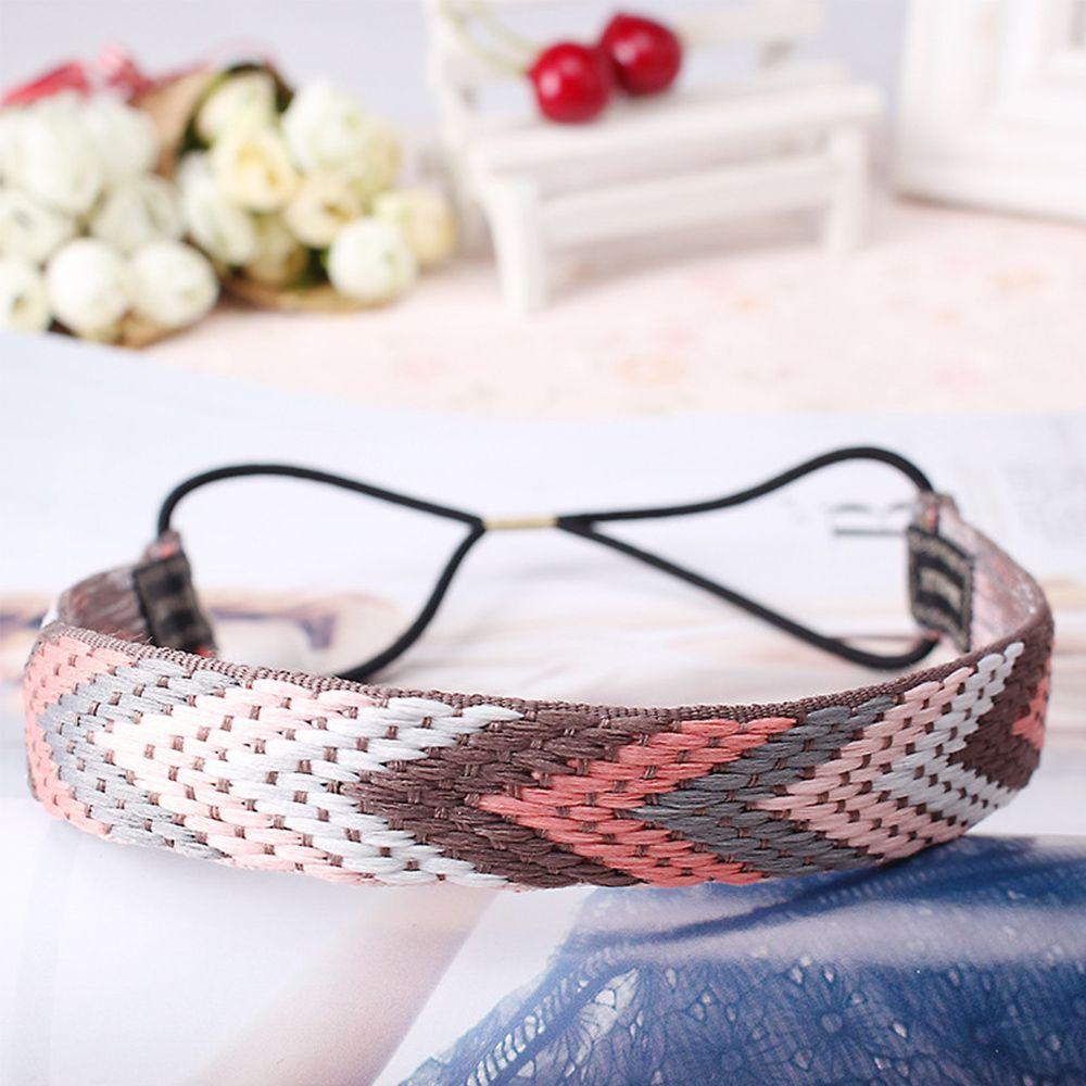 Băng Đô Bện Dây Cao Su Họa Tiết Thêu Phong Cách Dân Tộc Thời Trang