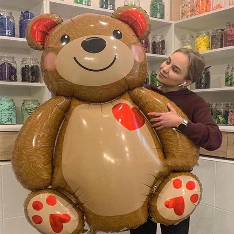 Bong Bóng Lá Nhôm Hình Trái Tim Gấu Tình Yêu 3D 18inch Màu Đỏ Trang Trí Tiệc Sinh Nhật/ Valentine