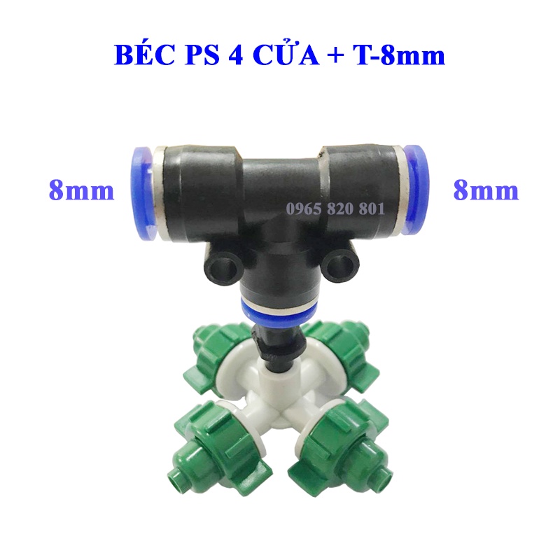 10 Bộ béc phun sương 4 hướng kèm kết nối nhanh 8mm.